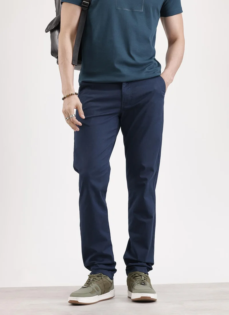 Solid Slim Fit Trouser  | Navy Blue